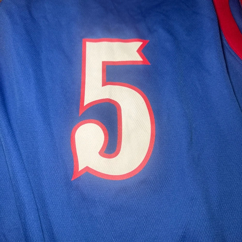 Nike Elite Kansas Jayhawks Basketball Jersey Mens XL Blue Red Number 5 NCAA